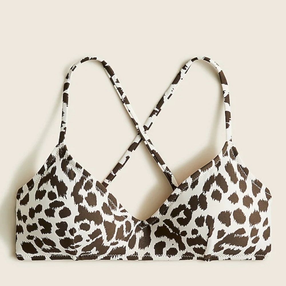 NWT J. Crew french bikini set in leopard, size S